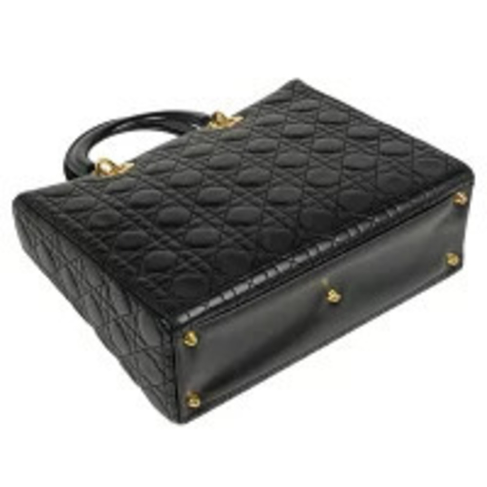 Dior Leather Handbag Bag Black Christian Cannage  Shoulder Lady